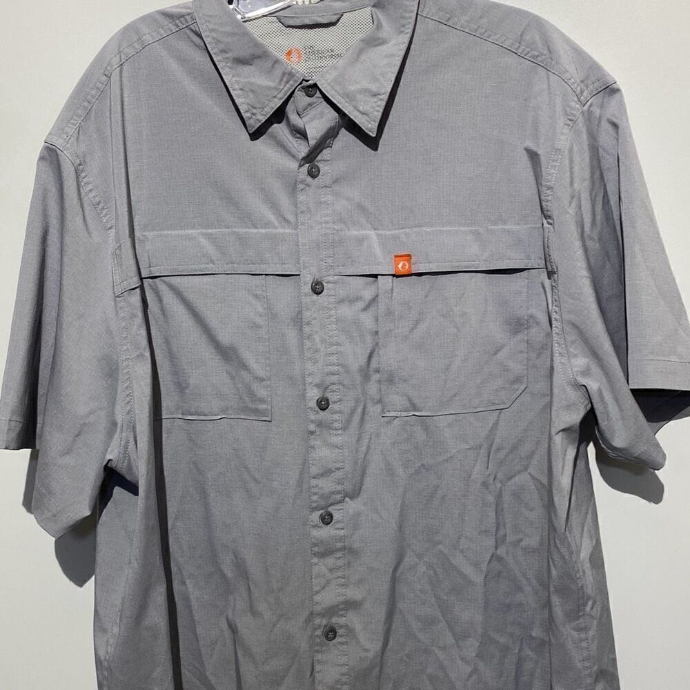 The American Outdoorsman Men's Gray Collared Short Sleeve Button Up Shirt Sz XXL
